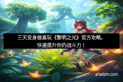 三天变身做高玩《黎明之光》官方攻略，快速提升你的战斗力！